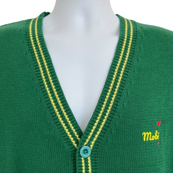 Yitai x Mobi Varsity Style Golfing Golf Cardigan Sweater 2XL Green Yellow Knit - Picture 6 of 16